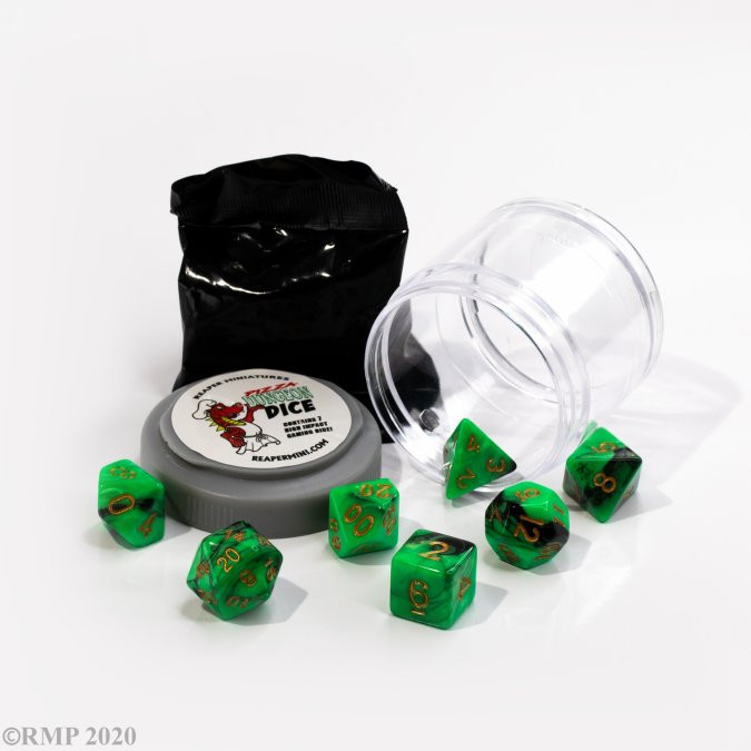 19056 - Pizza Dungeon Dice: Dual Dice - Green and Black