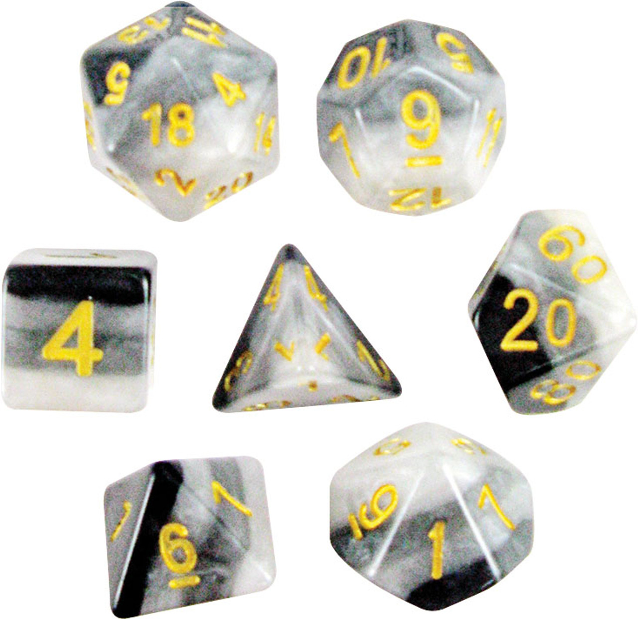 Transparent: Layered Poly Dusk Assortment (7 Dice)