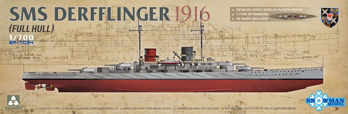 ホビー・楽器・アート 1/700 WSW SMS DERFFLINGER 1/700 SMS Derfflinger 1916 (Full Hull) - 07034 - Brookhurst Hobbies