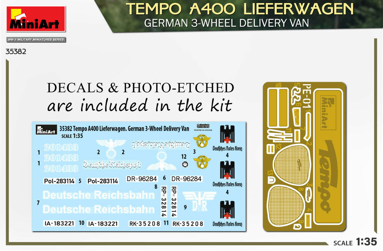 1:35 German Tempo A400 Lieferewagen Delivery Van Plastic Model Kit - MiniArt 35382