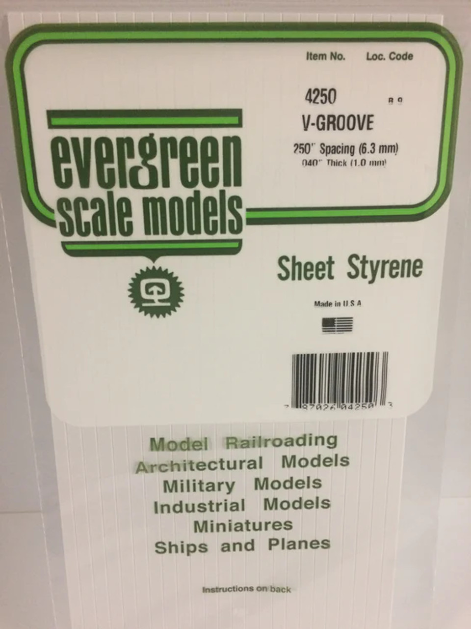 4250 - V-GROOVE STYRENE PLASTIC .250"