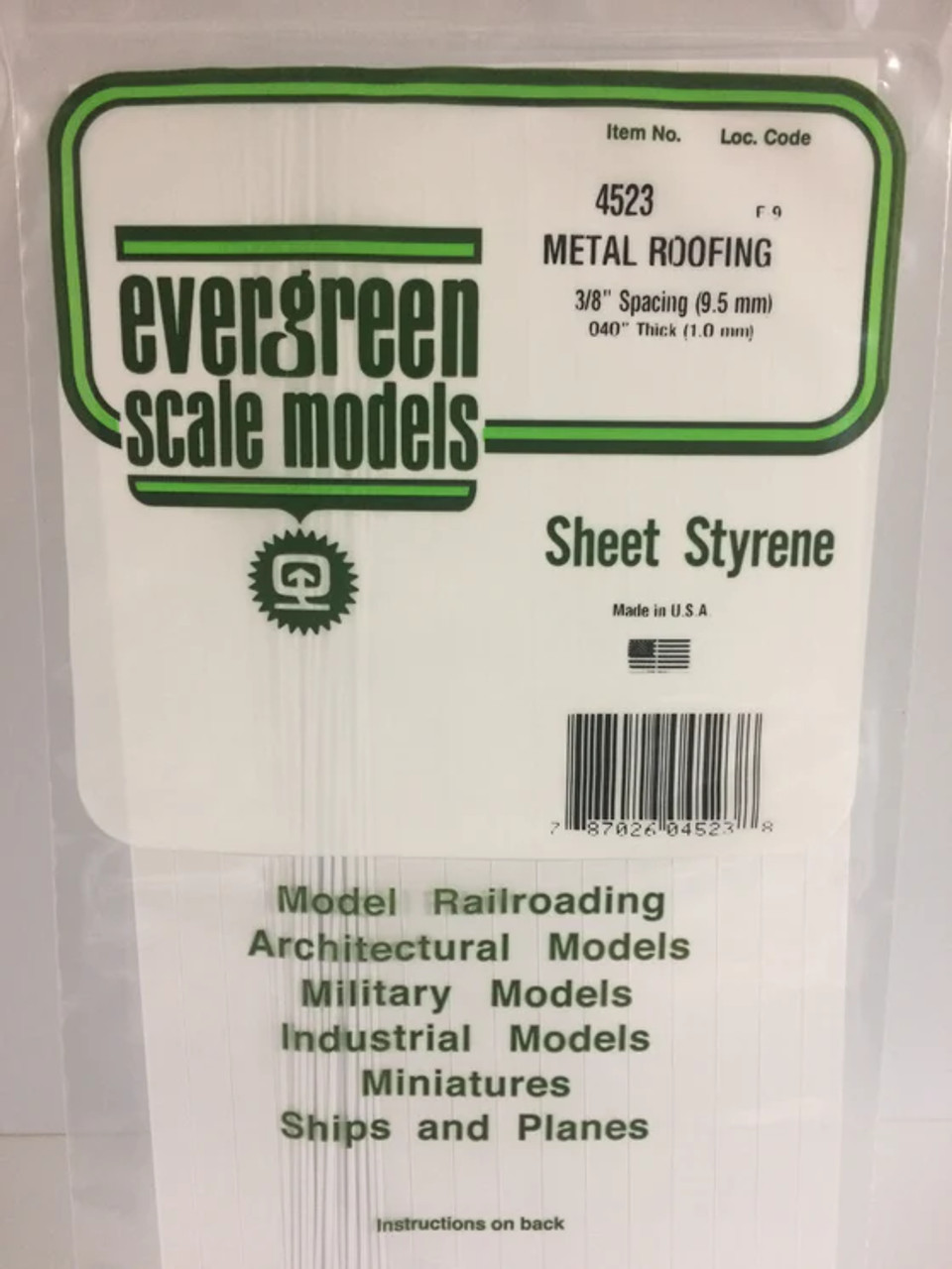 4523 - SEAM ROOF STYRENE PLASTIC 3/8"