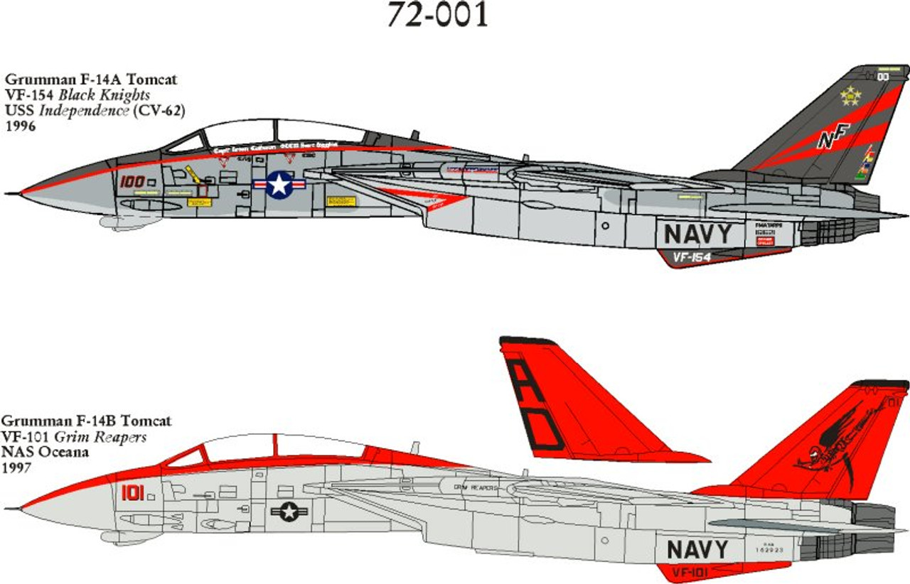 72001 - 1/72 GRUMMAN F-14A & F-14B TOMCAT