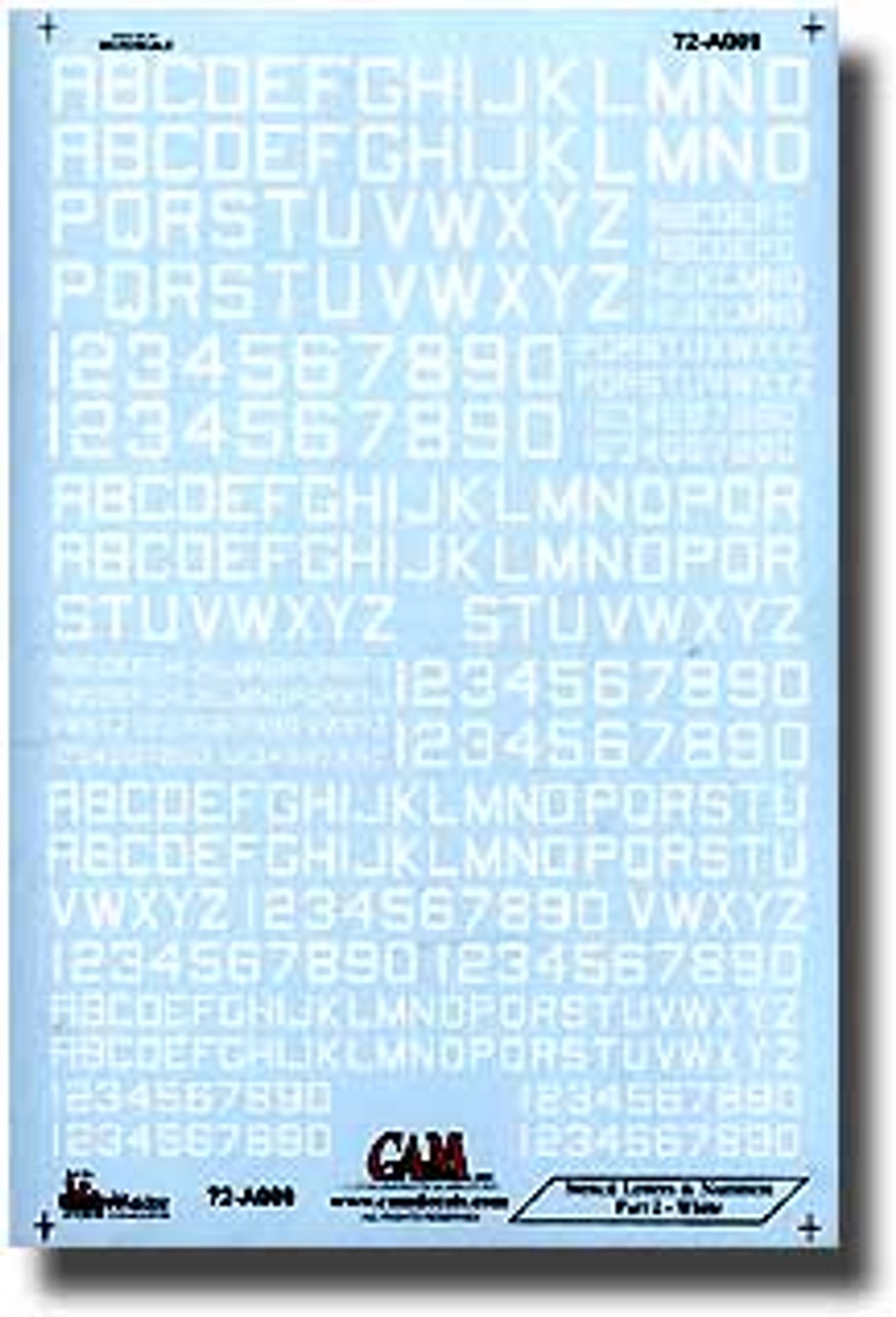72A009 - 1/72 STENCIL LETTERS & NUMBERS - WHITE