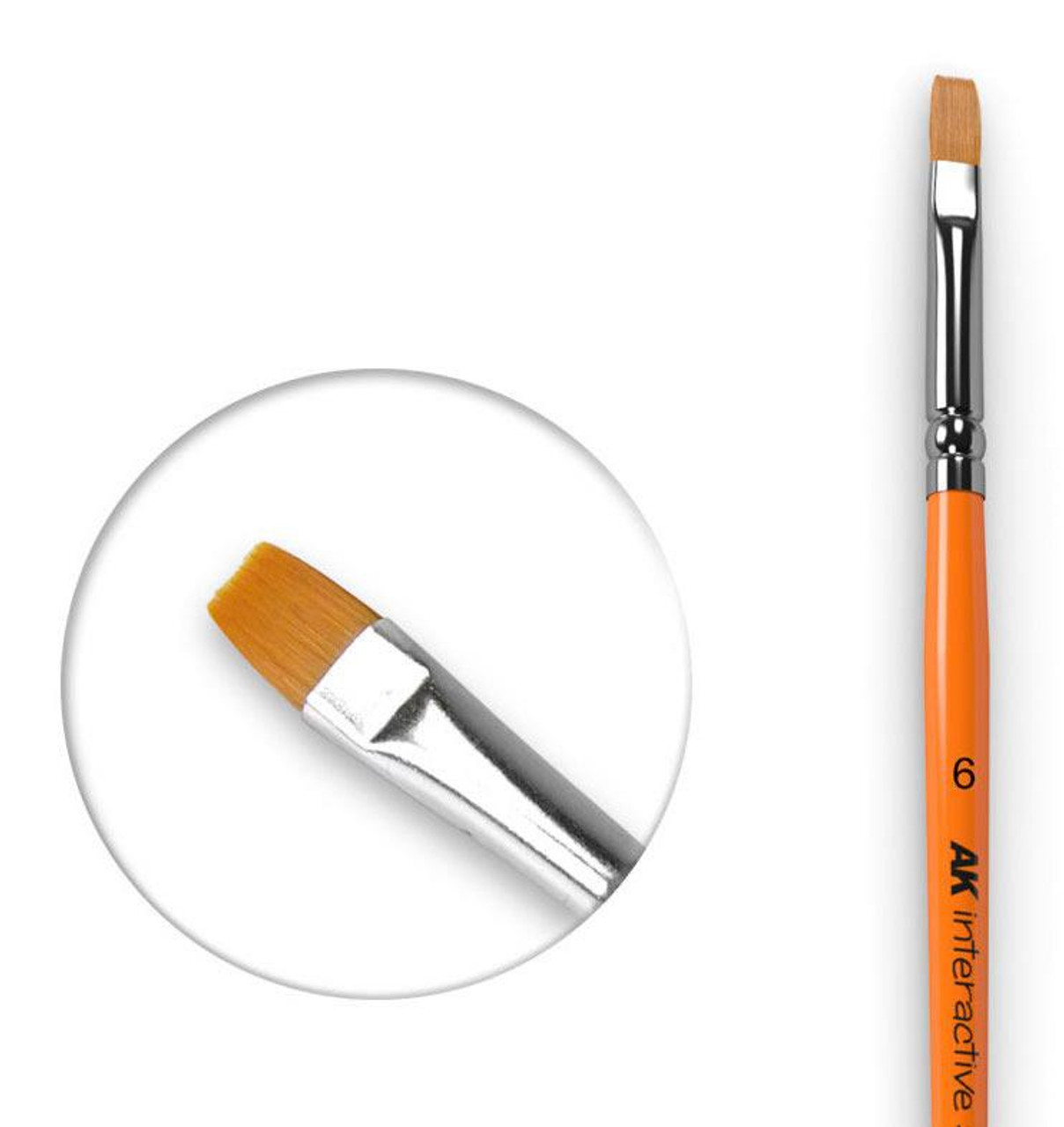 AK611 - Flat Brush 6 Synthetic