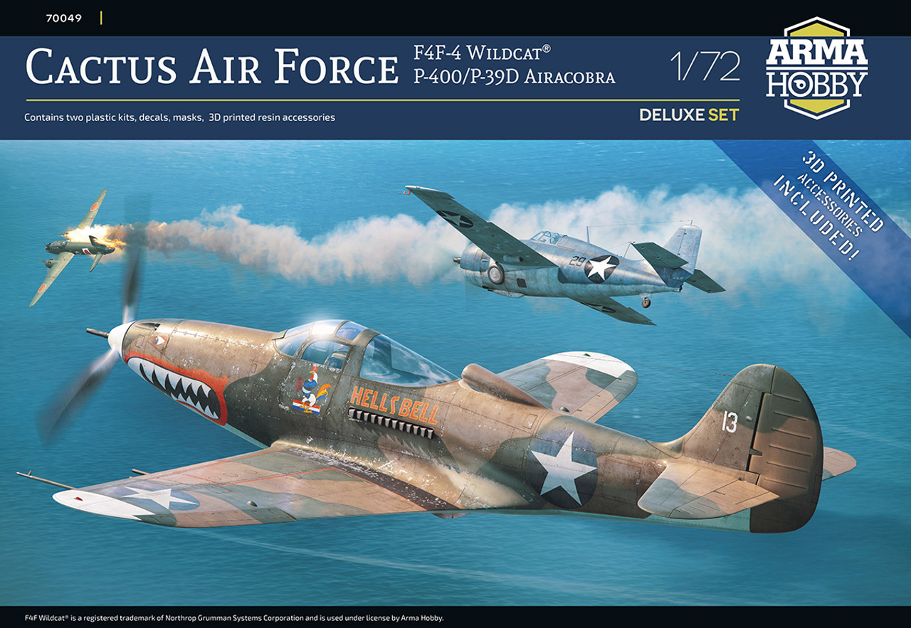 1/72 Cactus Air Force Deluxe Set – F4F-4 Wildcat and P-400/P-39D Airacobra Over Guadalcanal