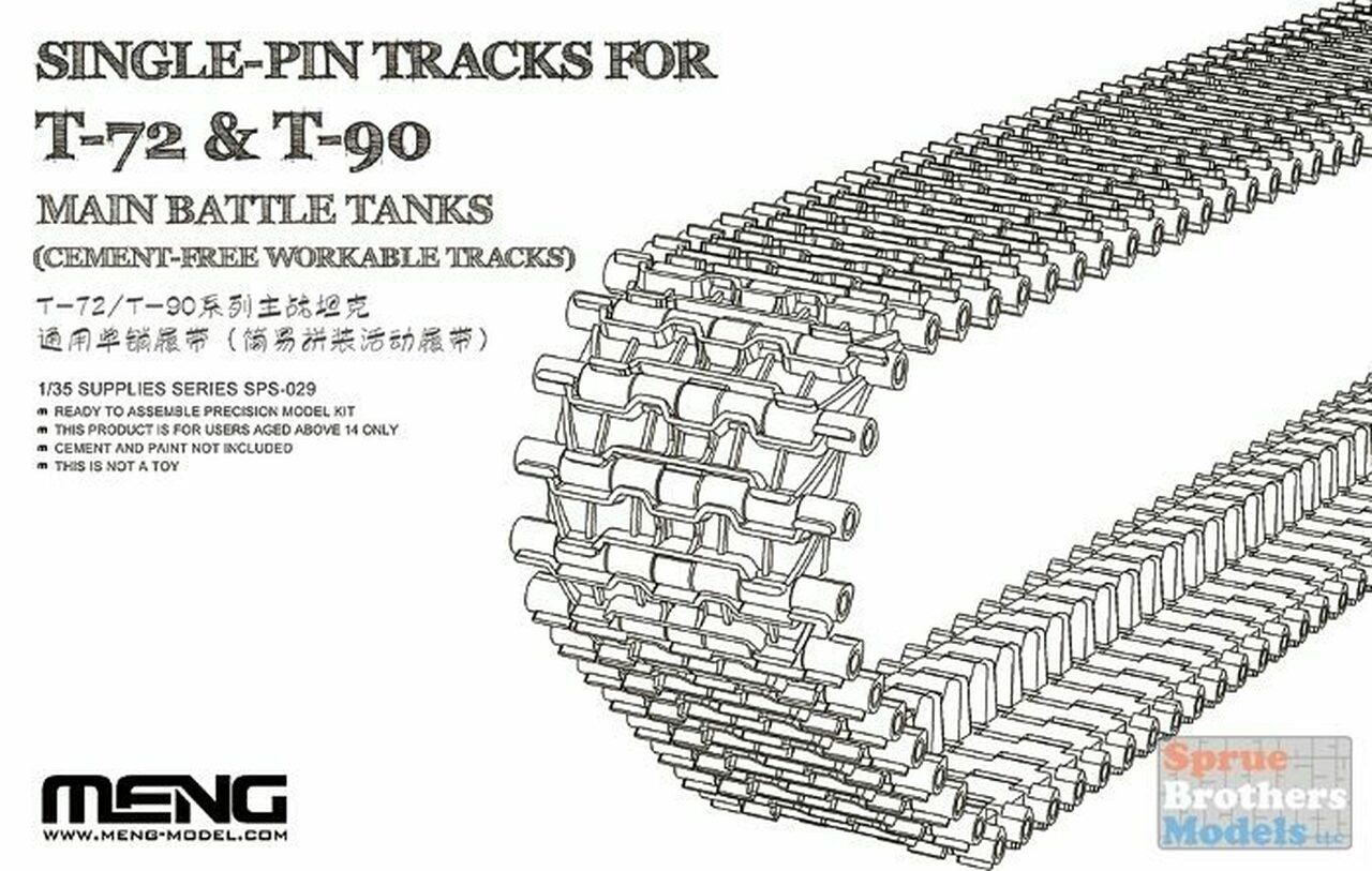 1/35 Meng Single Pin Track Set for use with T-72 & T-90 Tanks (Cement Free Workable Tracks)