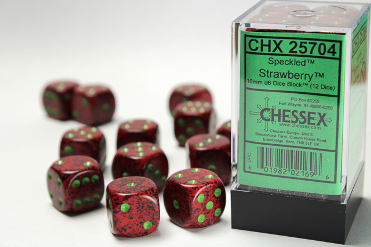 25704 - Speckled® 16mm d6 Strawberry™ Dice Block™ (12 dice)