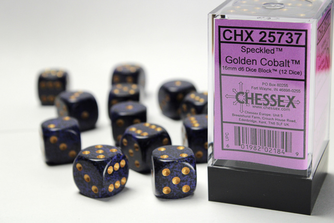 25737 - Speckled® 16mm d6 Golden Cobalt™ Dice Block™ (12 dice)