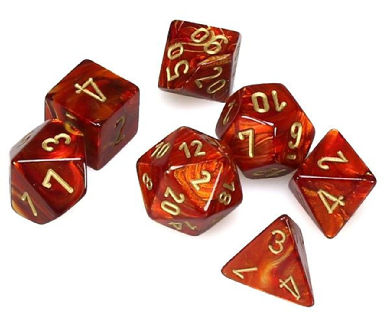 20414 - Scarab® Mini-Polyhedral Scarlet™/gold 7-Die Set