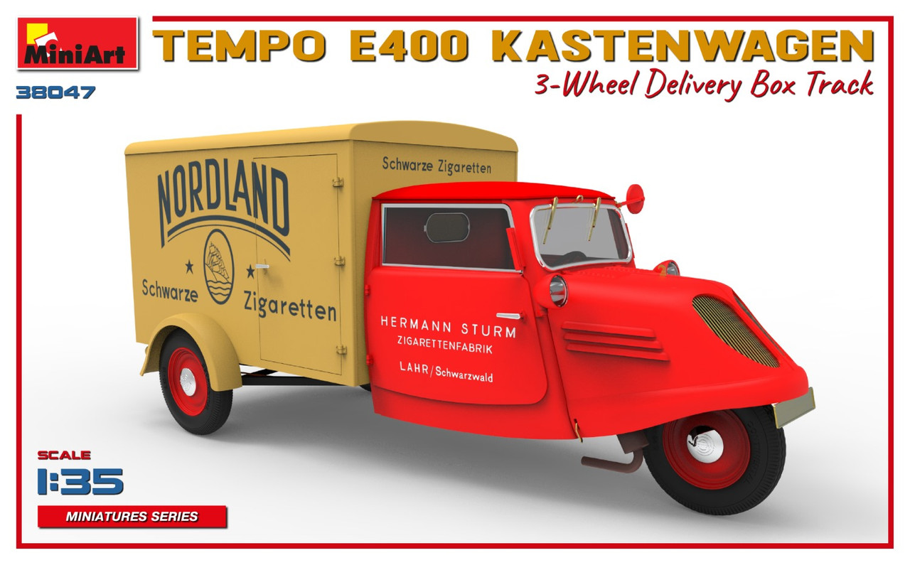 1/35 Tempo E400 Kastenwagen 3-Wheel Delivery Box Track Vehicle kits - MIA38047