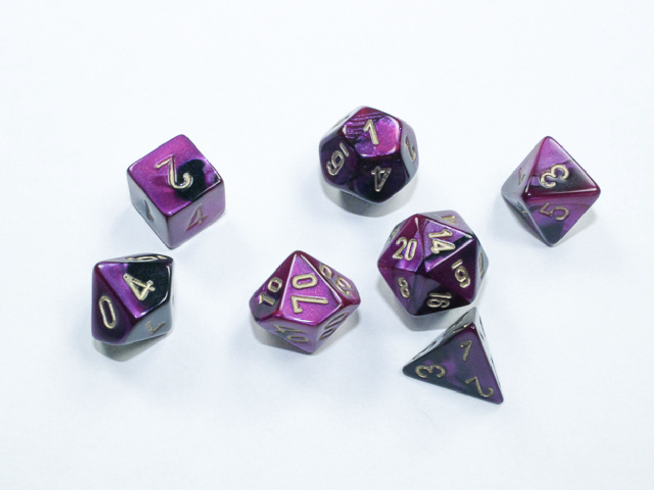 20640 - Gemini® Mini-Polyhedral Black-Purple/gold 7-Die Set
