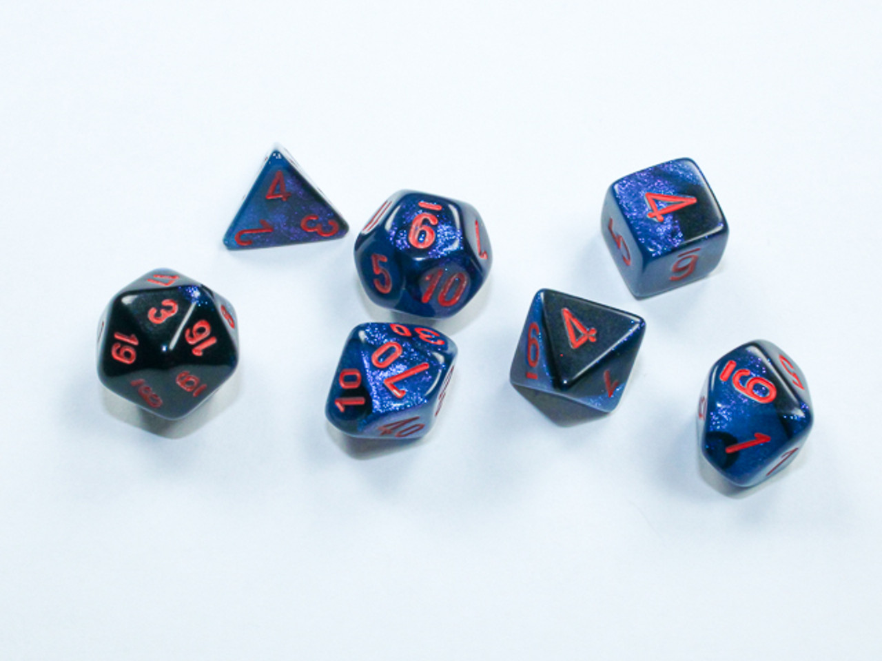 20658 - Gemini® Mini-Polyhedral Black-Starlight™/red 7-Die Set