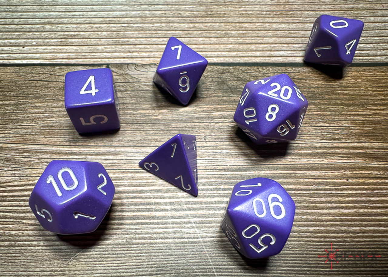 25407 - Opaque Polyhedral Purple/white 7-Die Set