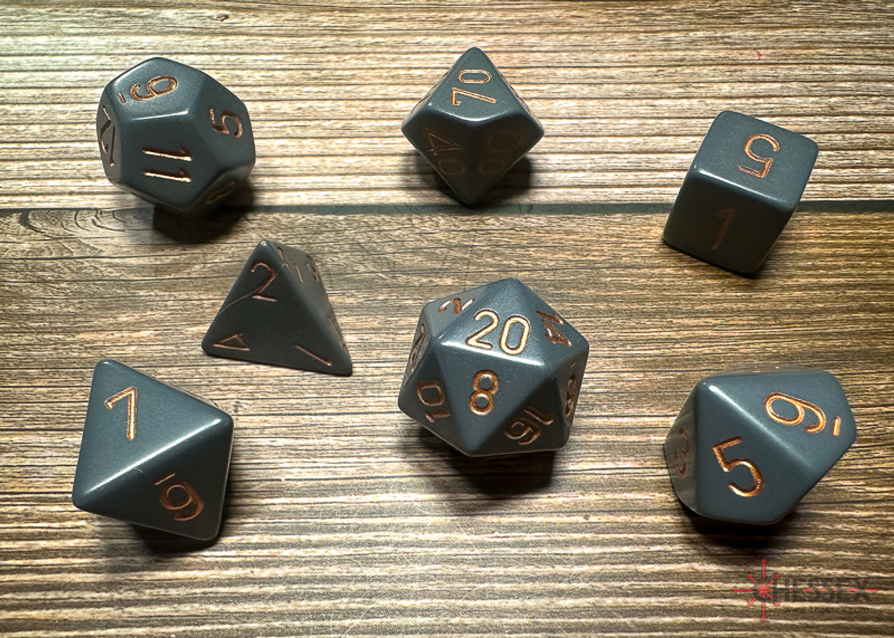 25420 - Opaque Polyhedral Dark Grey/copper 7-Die Set