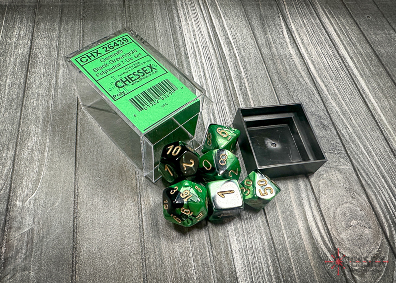 26439 - Gemini® Polyhedral Black-Green/gold 7-Die Set