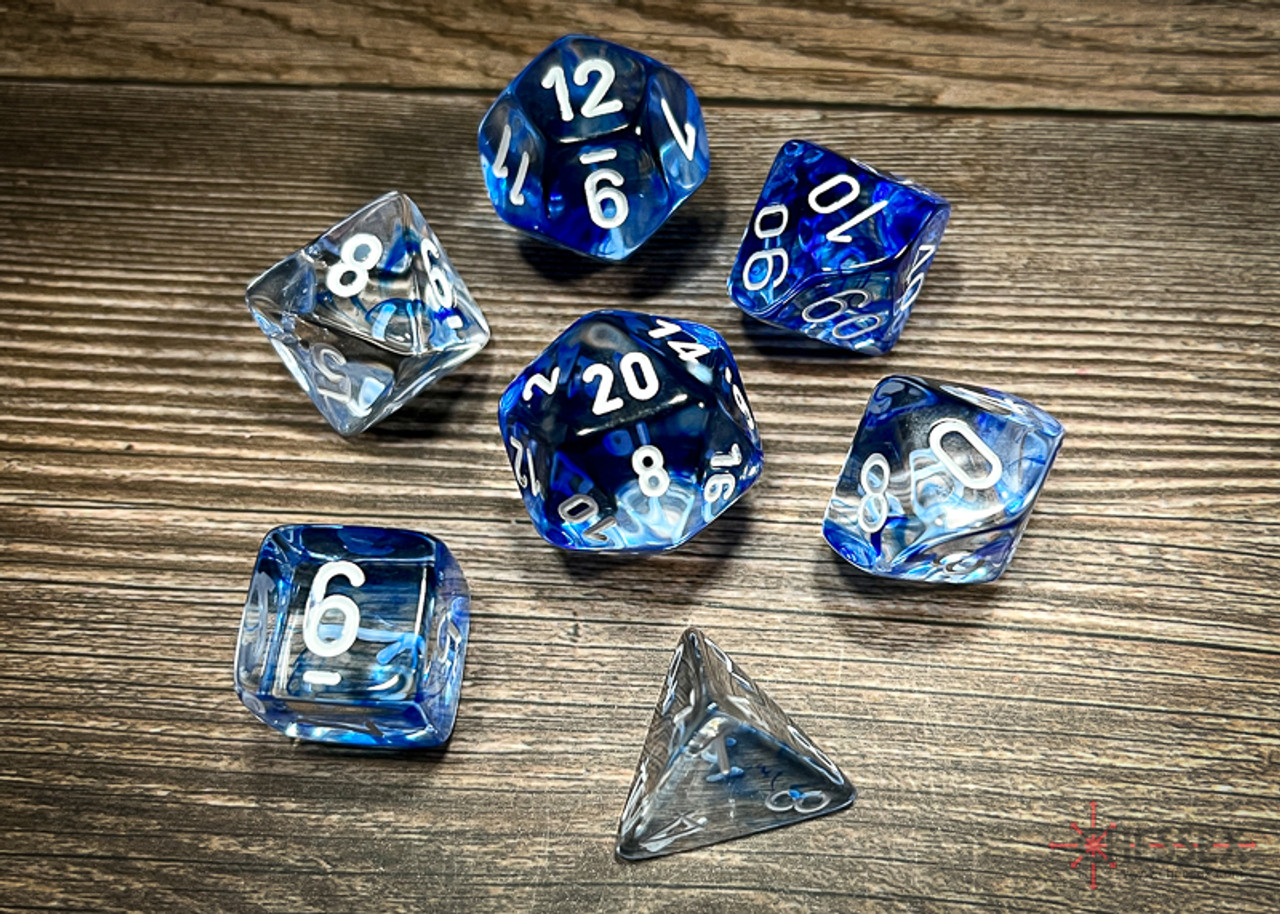 27466 - Nebula® Polyhedral Dark Blue/white 7-Die Set