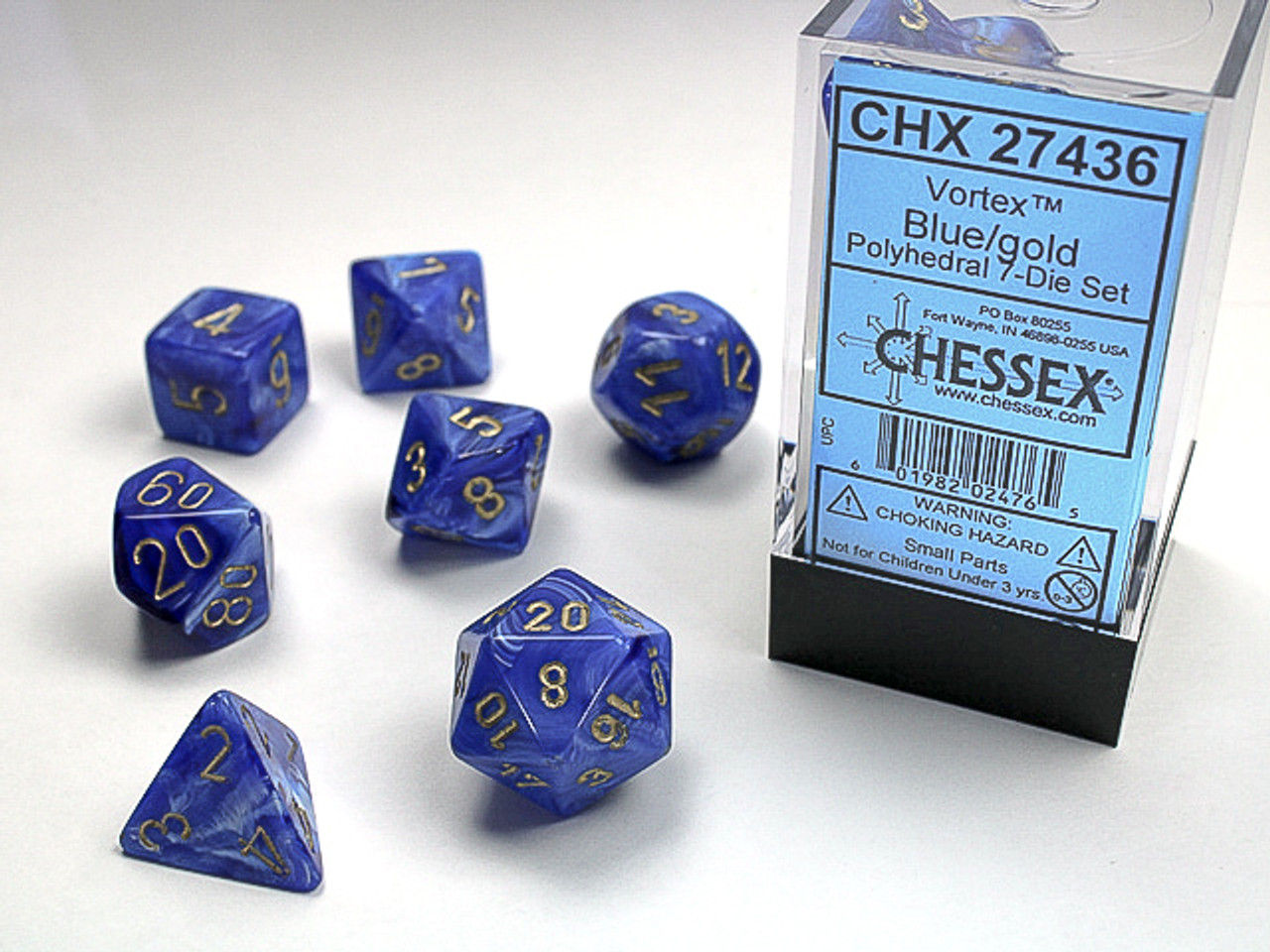 27436 - Vortex® Polyhedral Blue/gold 7-Die Set