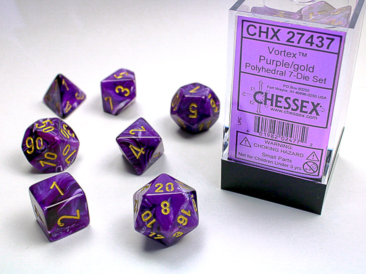 27437 - Vortex® Polyhedral Purple/gold 7-Die Set