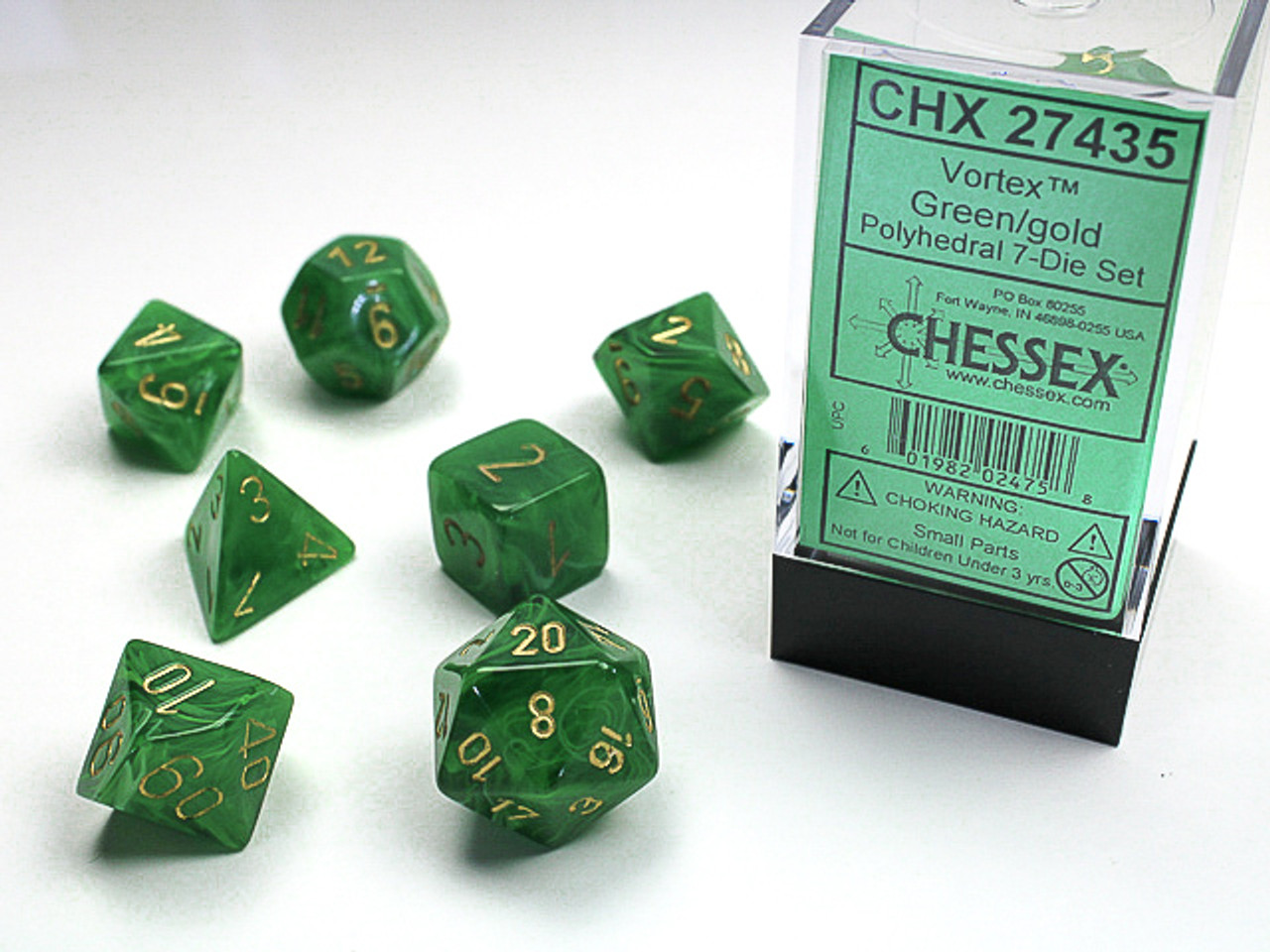 27435 - Vortex® Polyhedral Green/gold 7-Die Set
