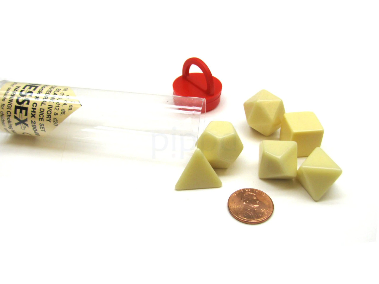 29040 - Opaque Polyhedral Ivory Set of 6 Blank Dice