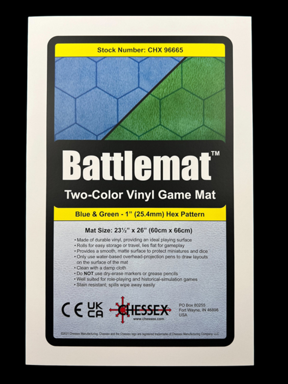 96665 - Battlemat™ 1" Reversible Blue-Green Hexes (23 ½" x 26" Playing Surface)