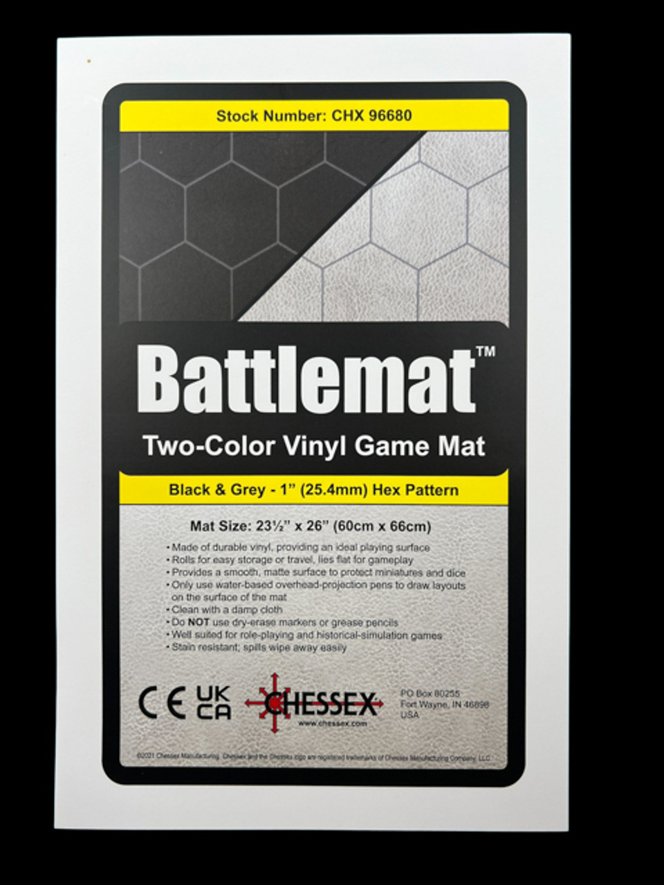96680 - Battlemat™ 1" Reversible Black-Grey Hexes (23 ½" x 26" Playing Surface)