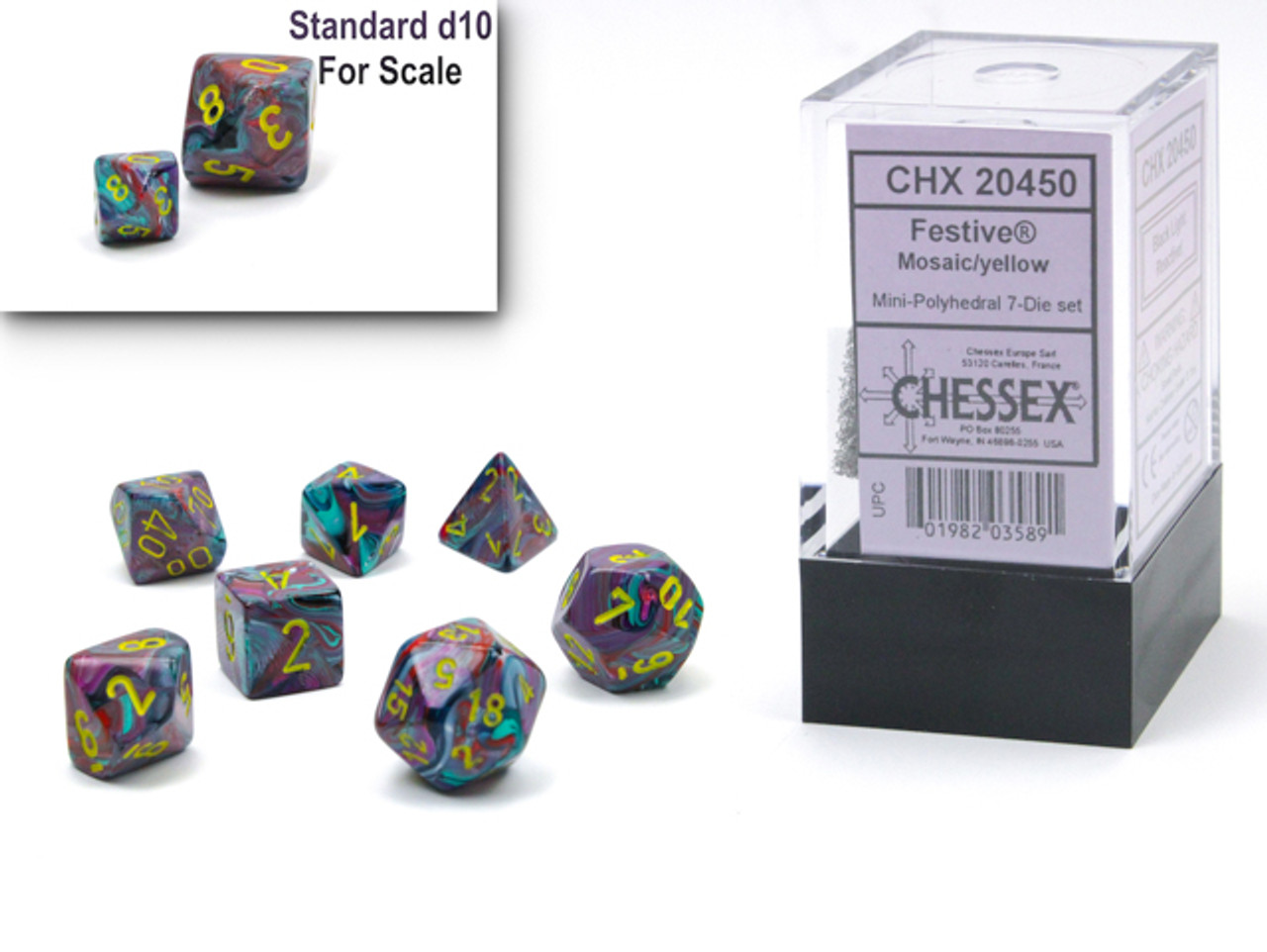 20450 - Festive® Mini-Polyhedral Mosaic/yellow 7-Die set
