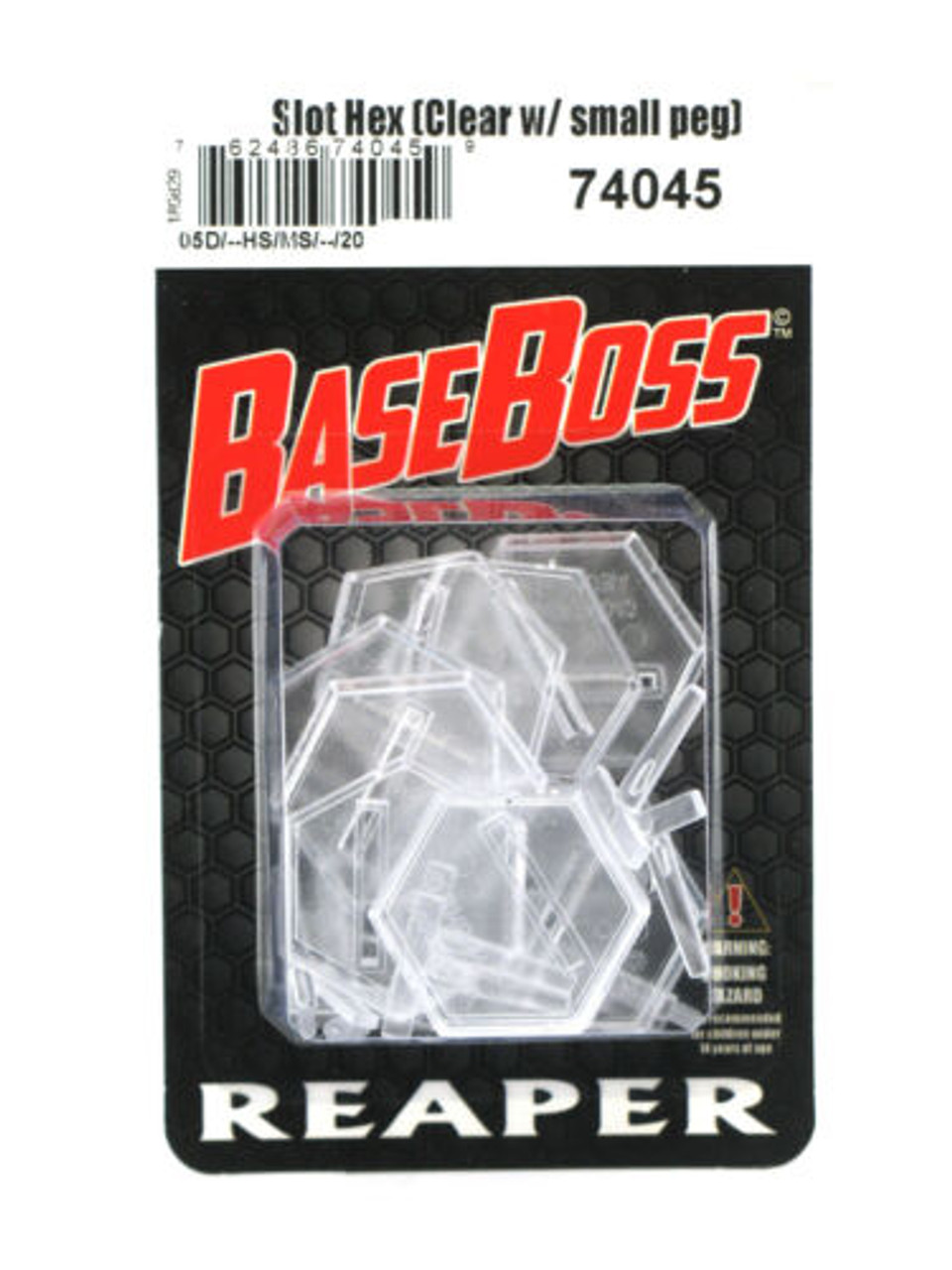 74045 - Bases: 1 Inch Transparent Slotted Hex w/ Short Hover Peg (10 bases, 10 pegs)