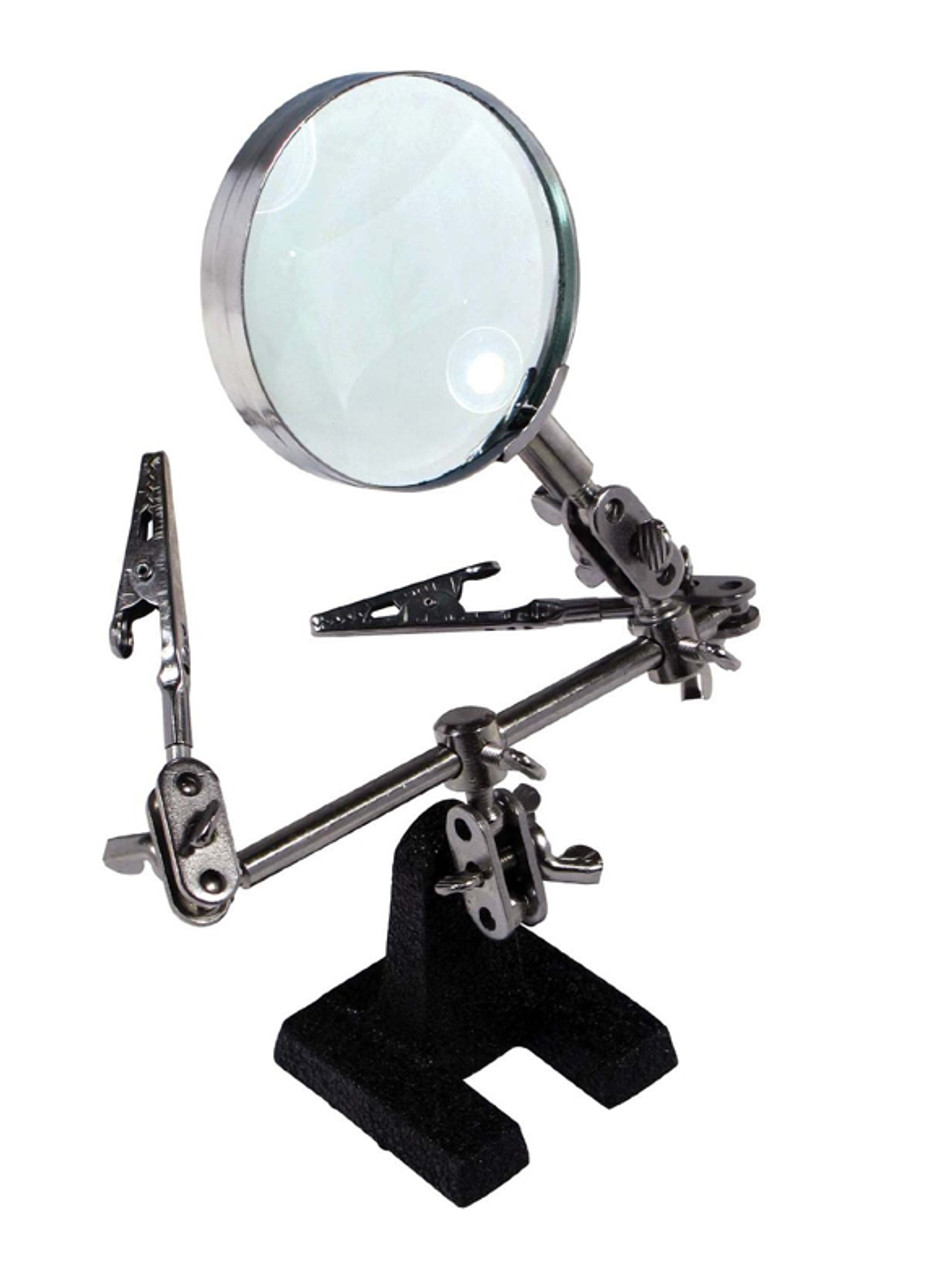 Glass Lens Helping Hand Magnifier - 4x Magnification / 2"