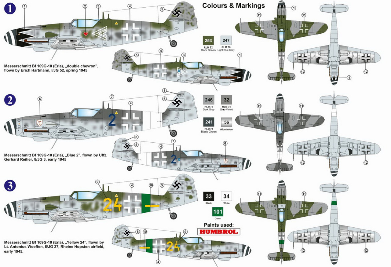 1/72 Messerschmitt Bf-109G-10 Erla 'Block 49 Early' - 7615