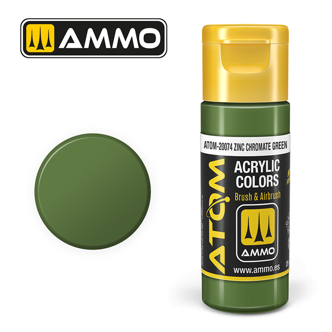 AMM20074 - ATOM Acrylic Paint: Zinc Chromate Green RAL6011 - FS34151 20ml