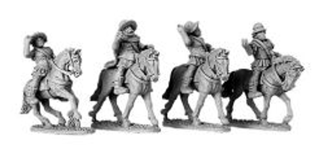 XYS18235 - Greek Cavalry with Petasos & Pilos in Metal & Linen Armour (4 riders w. horses)