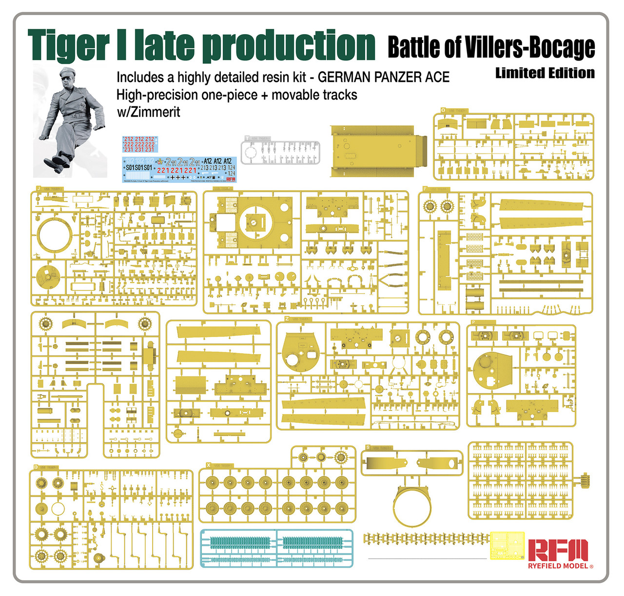 1/35 Tiger I late production (Battle of Villers-Bocage) w/Zimmerit, Includes a highly detailed resin kit - RM5101