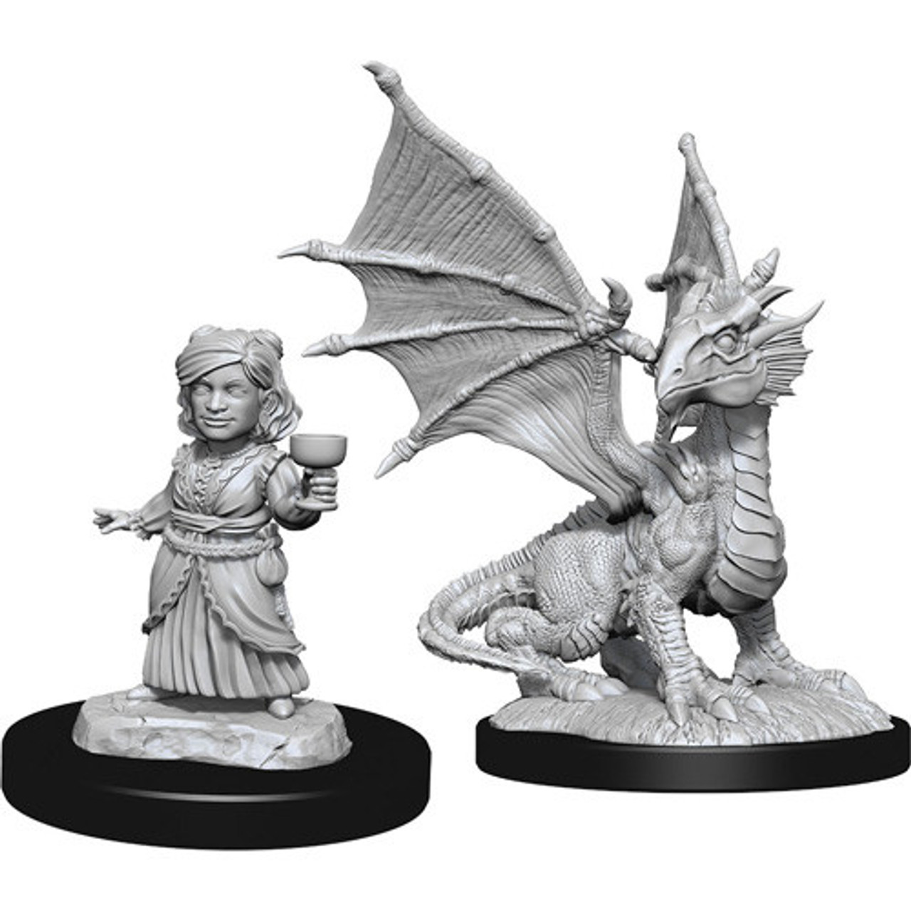 D&D Nolzur's Marvelous Unpainted Minis: W13 Silver Dragon Wyrmling & Dragon Friend