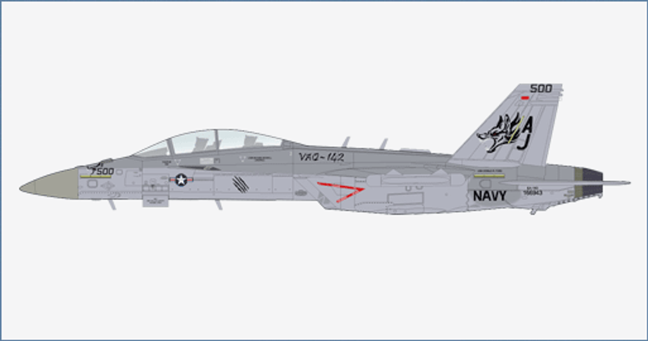 1/72 EA-18G Growler, VAQ-124, USS Gerald R. Ford, 2023 (with 2 X NGL's) - HA5158W