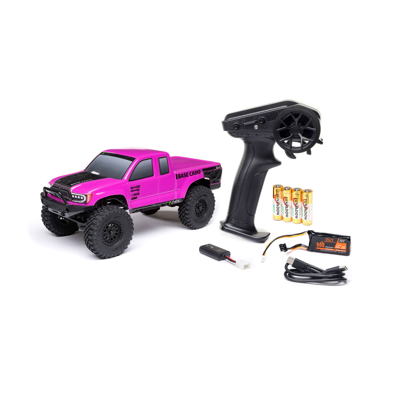 1/24 SCX24 Base Camp 4X4 RTR Brushed Rock Crawler, Pink