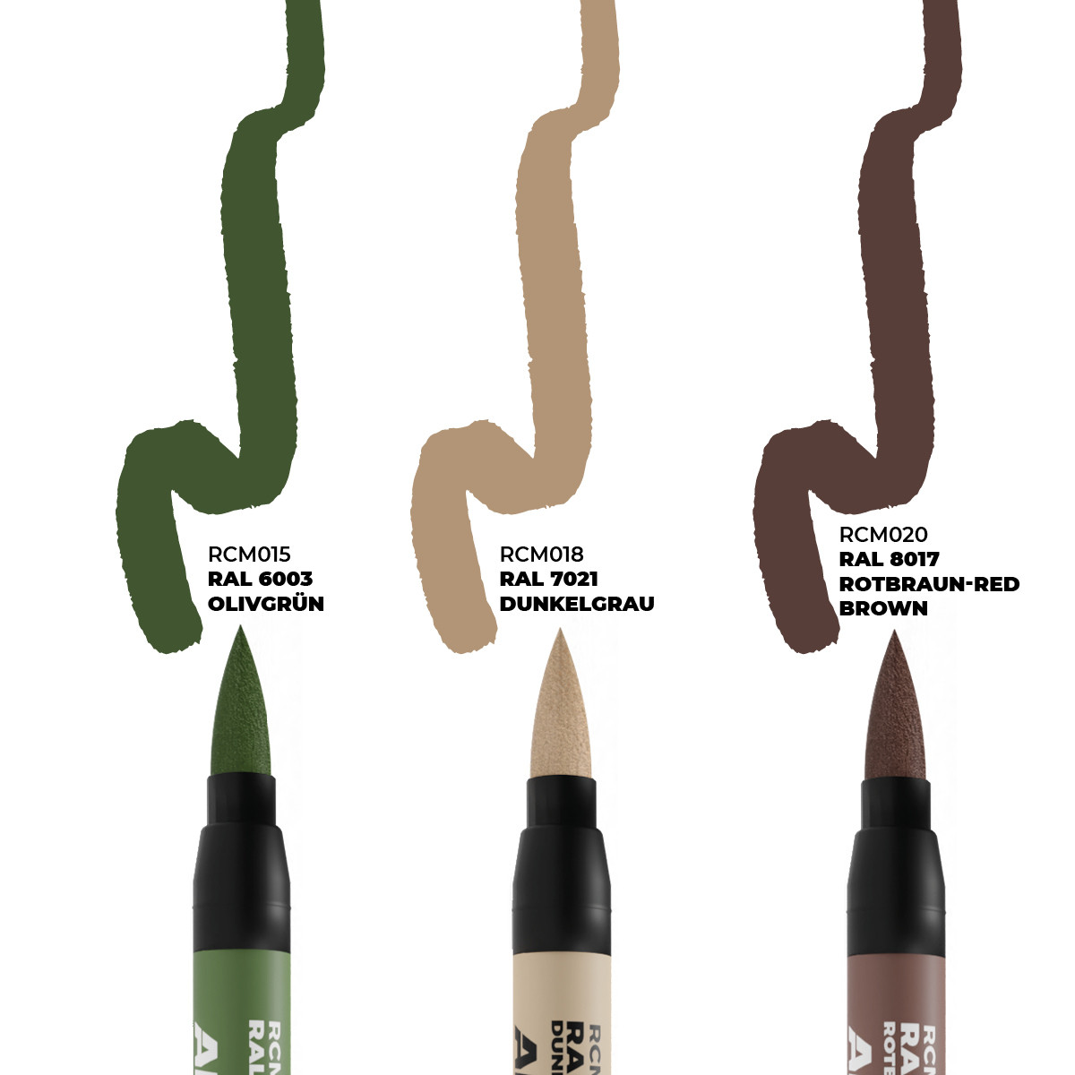 RCM108 - Real Colors Markers: Late German AFV Camo Colors - 3 Real Colors Markers