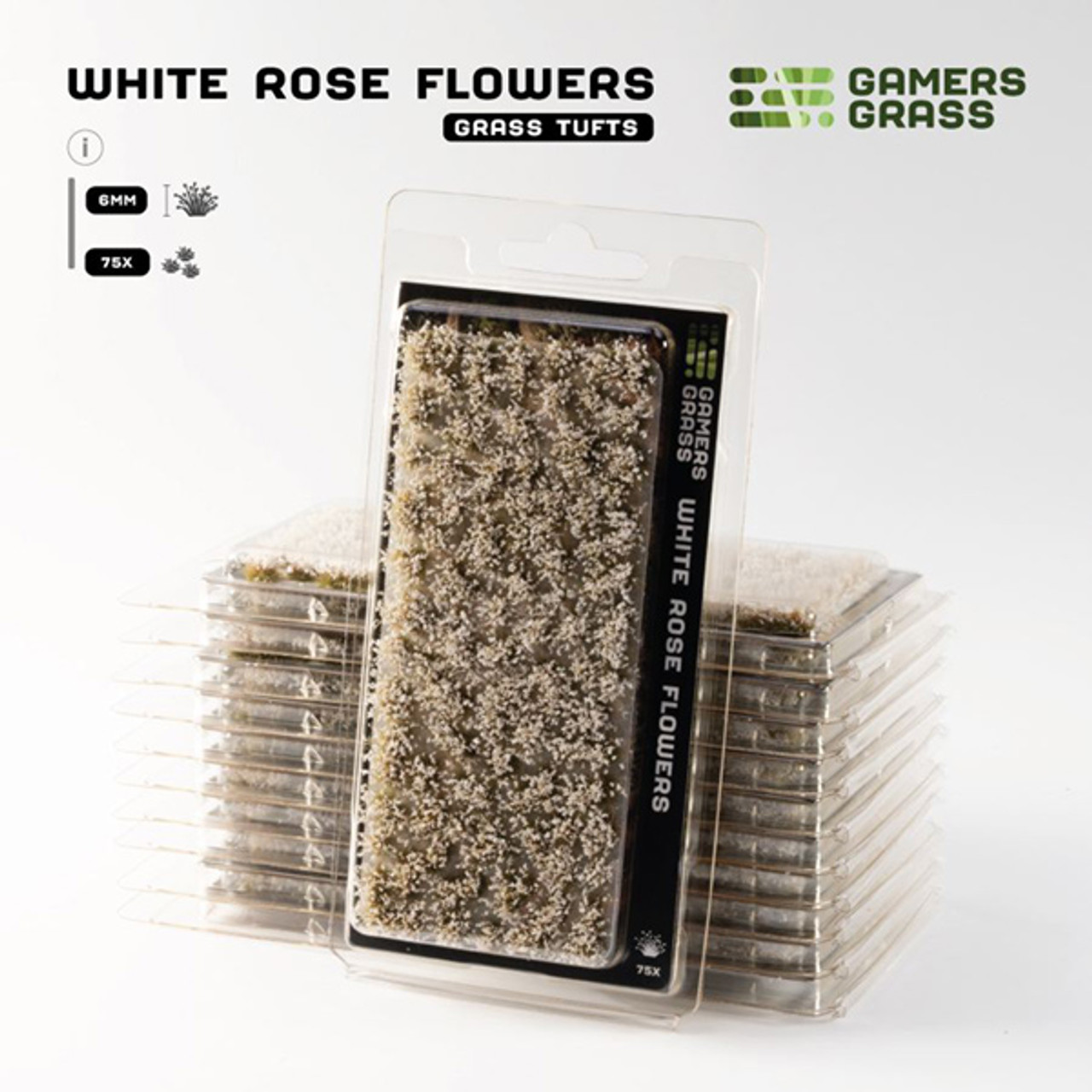 GGRFSWR - Grass Tufts: Flowers- White Rose Flowers