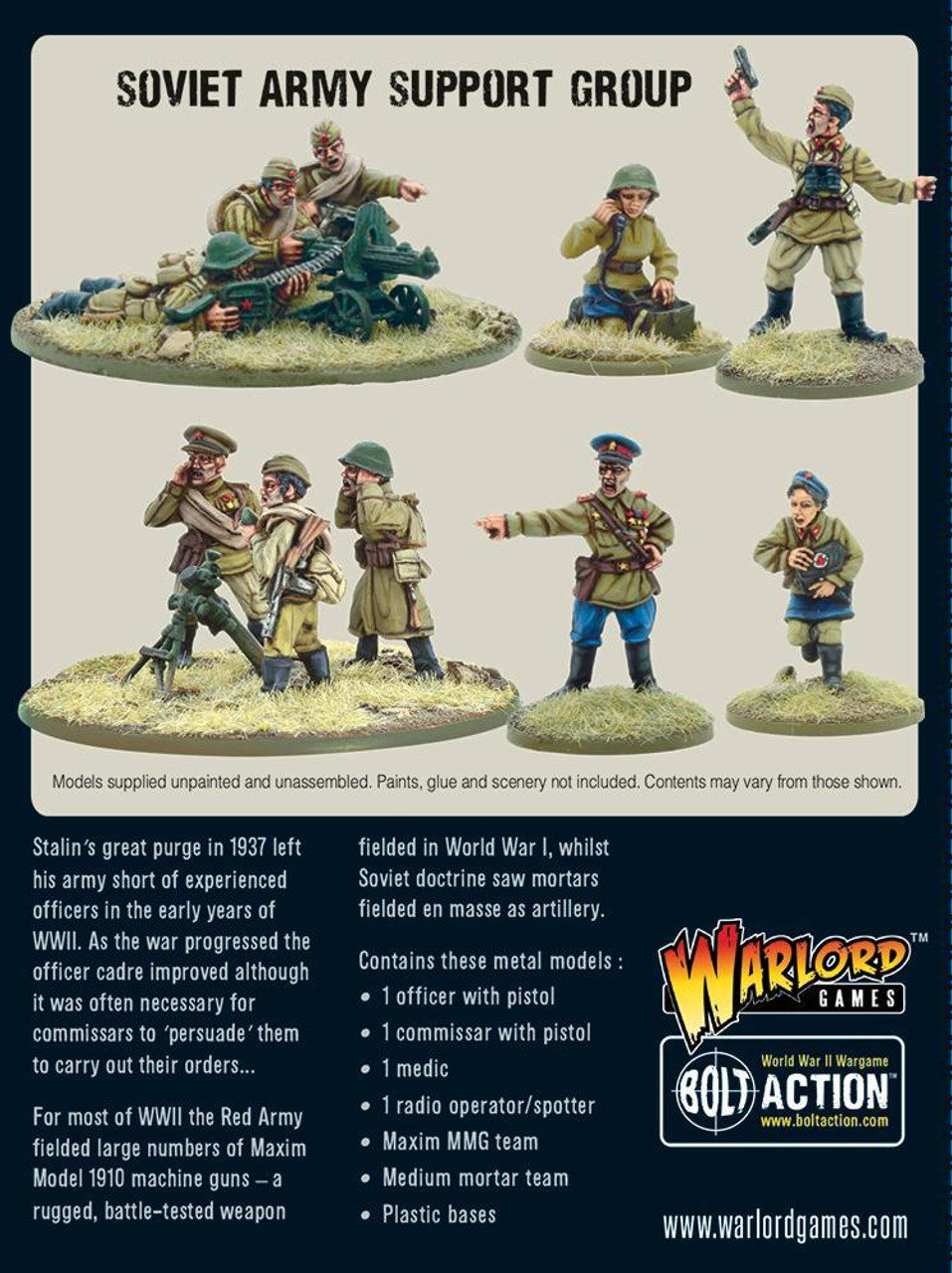 Bolt Action: Soviets - Army Support Group (HQ, Mortar & MMG)