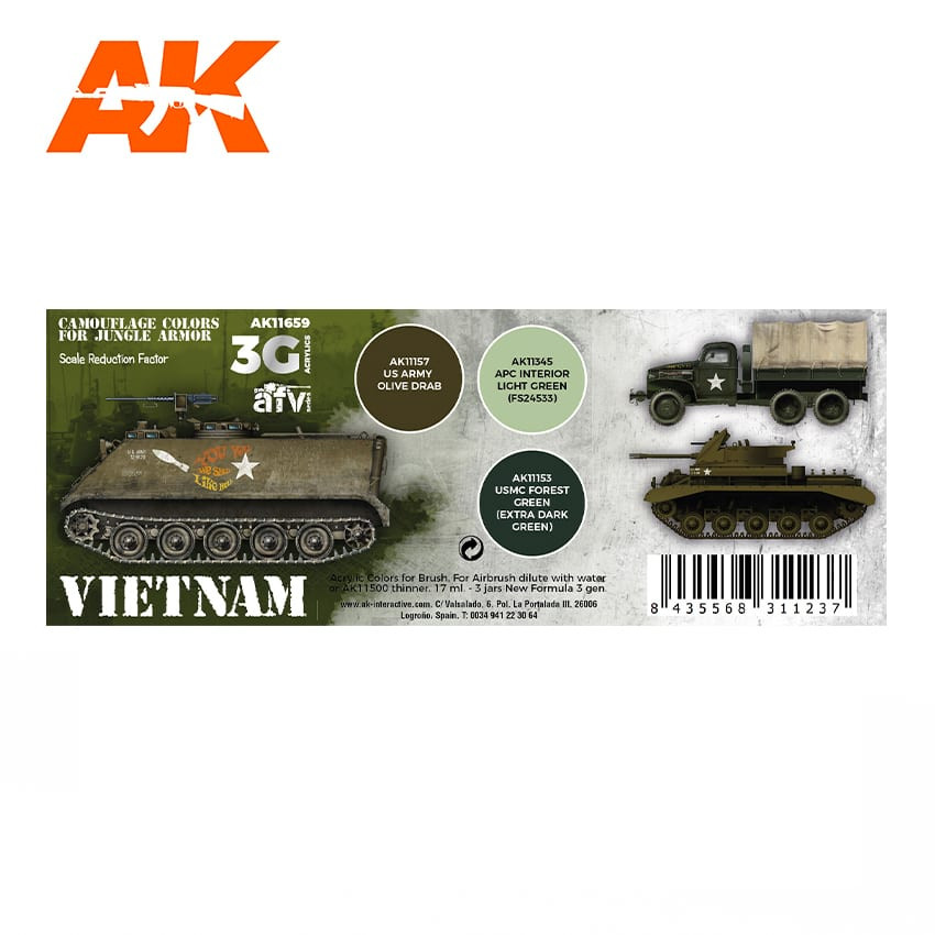 3G Set: Vietnam Colors Camouflage Colors for Jungle Armor
