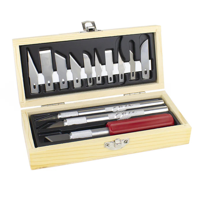 Excel Hobby Knife Set - Wooden Box, Carded - 44382