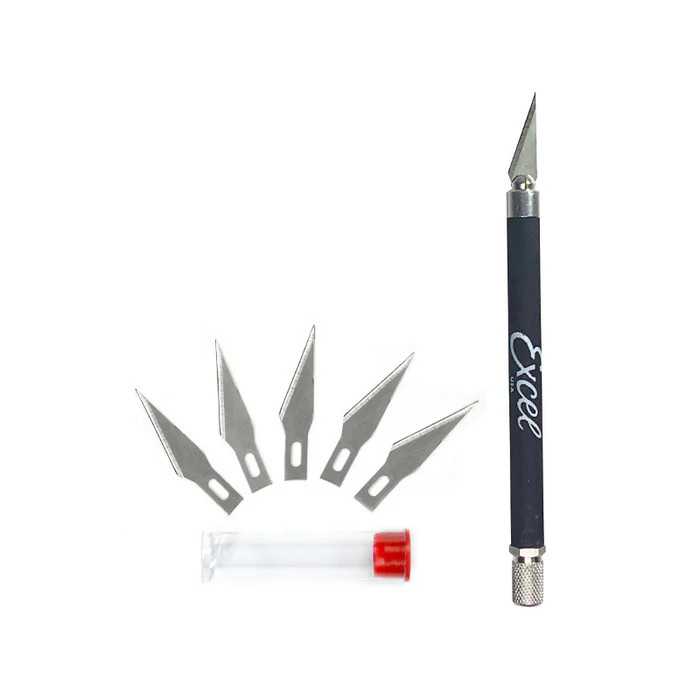 Excel K18 Grip-On Knife with5 #20011Blades and Safety Cap - Black - 19020