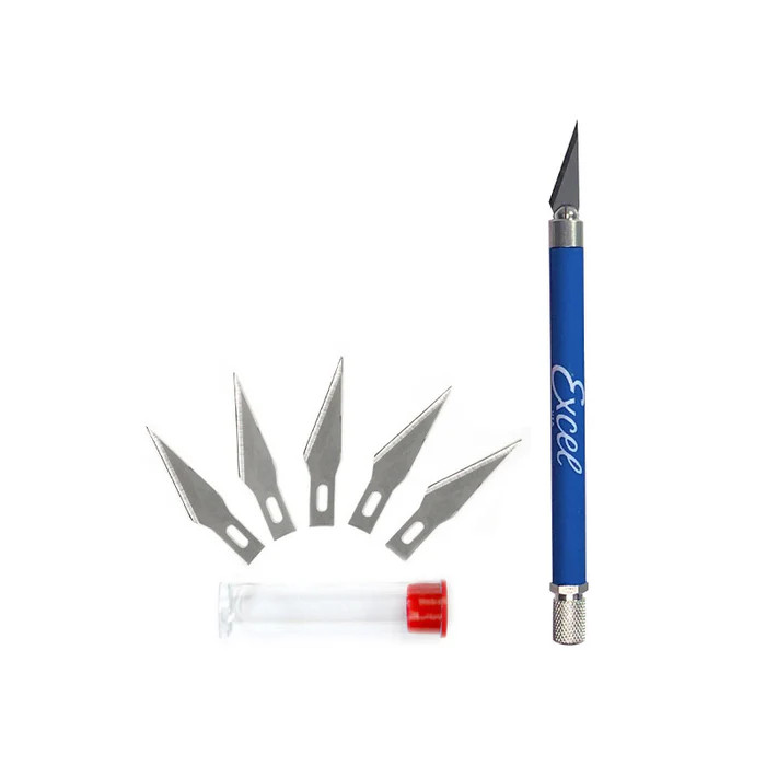 Excel K18 Grip-On Knife with5 #20011Blades and Safety Cap - Blue - 19019