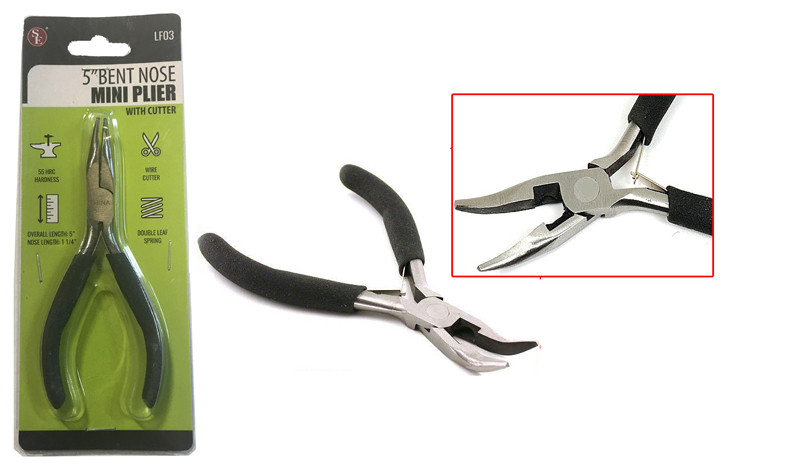 5" Black Comfort Grip Handle Bent Nose Plier,Premium Quality