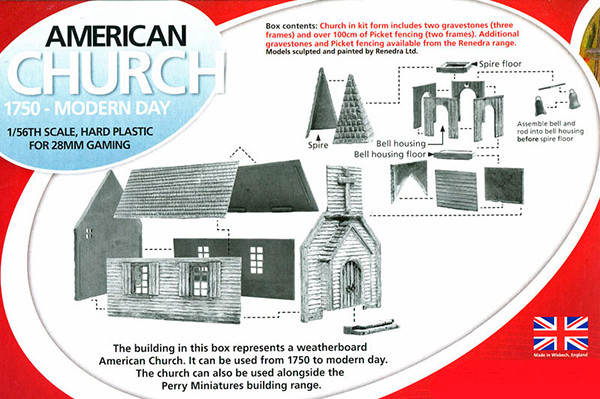 SCENERY: 28mm Weather board American Church, 1750 - Modern Day - RENRNAC