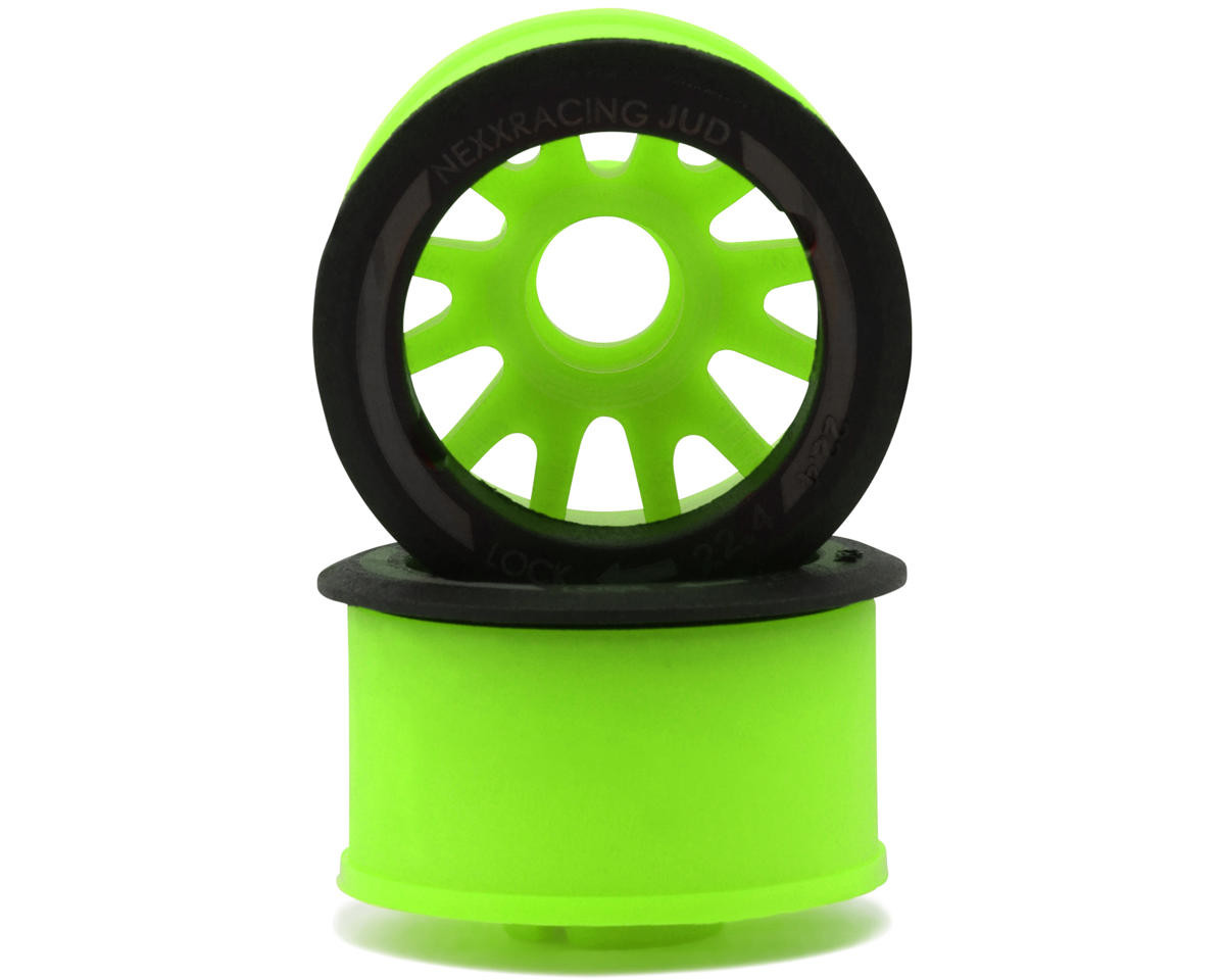 Mini-Z RWD "JUD" EVO Rear Threaded Side-Wall Carbon Fiber Rims (3mm Offset) (Green) (2)