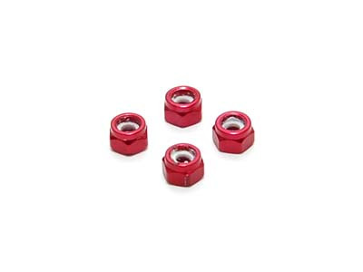 Aluminum 2mm Flanged Wheel Lock Nut - Red