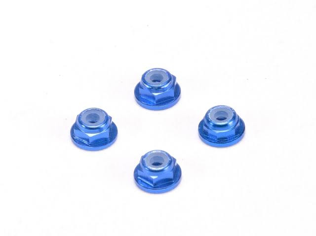 Aluminum 2mm Flanged Wheel Lock Nut - Blue