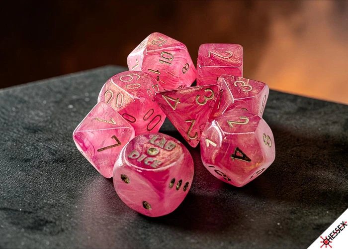 30076 - Shimmer Ignis/Gold Polyhedral 7-Dice Set (with bonus die)